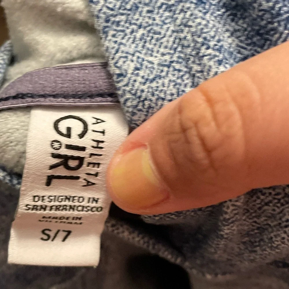 Athleta Girl marble Kids Gray and blue pullover hoodie size S/7